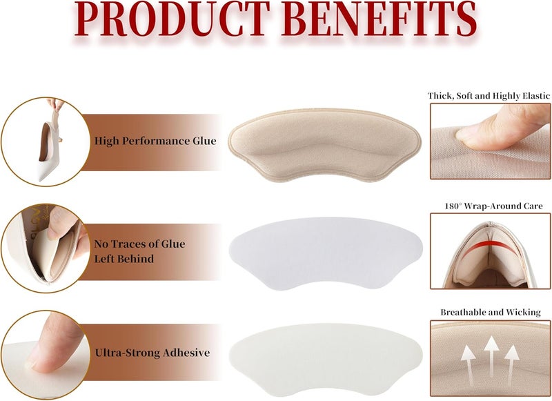 COKUMA Heel Pads for Shoes, Soft and Flexible Heel Grips for Women Shoes Too Big, Relief of Pain for Women and Men, Improved Fit and Comfort, 4 Pairs - Image 3